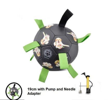 Dog Toys Soccer Ball with Grab Tabs Interactive Dog Toys for Tug of War