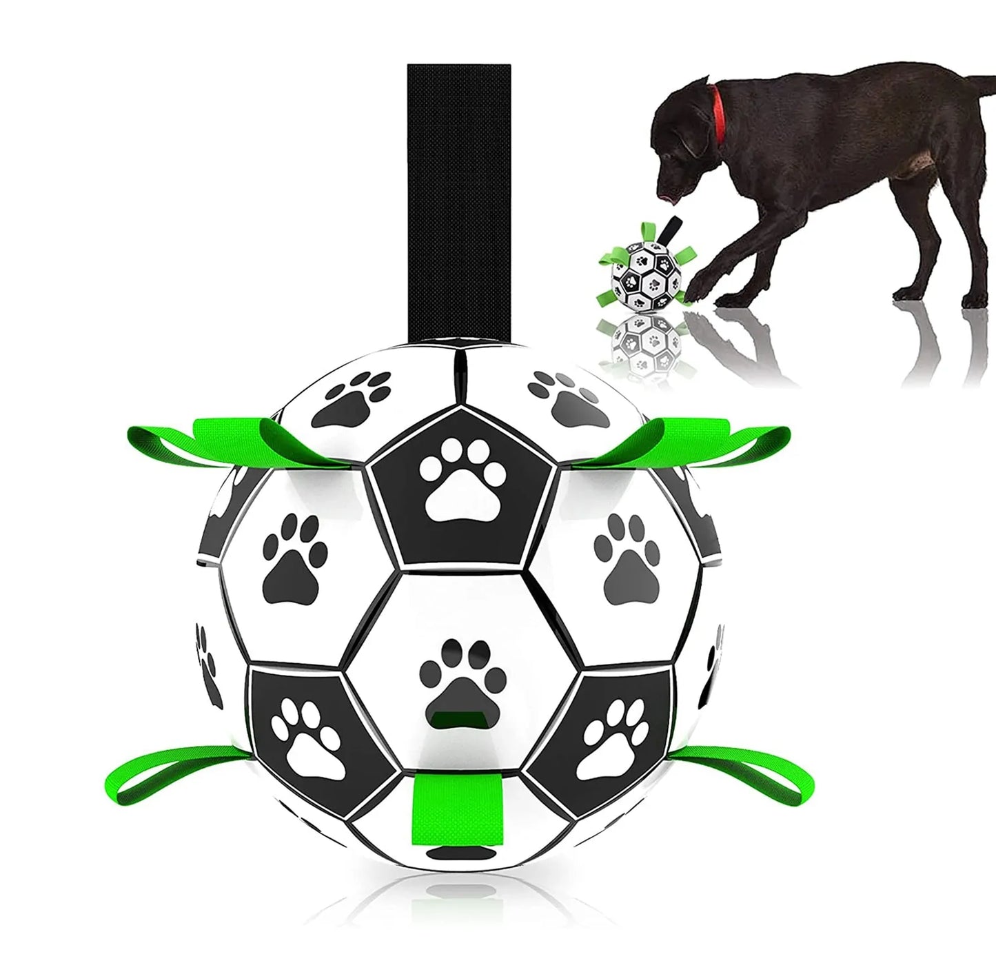 Dog Toys Soccer Ball with Grab Tabs Interactive Dog Toys for Tug of War