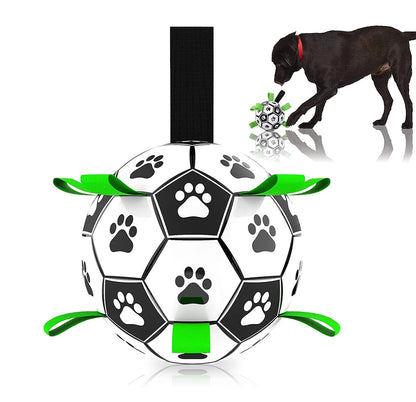 Dog Toys Soccer Ball with Grab Tabs Interactive Dog Toys for Tug of War