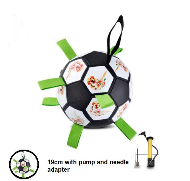 Dog Toys Soccer Ball with Grab Tabs Interactive Dog Toys for Tug of War