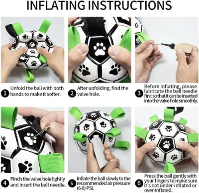 Dog Toys Soccer Ball with Grab Tabs Interactive Dog Toys for Tug of War