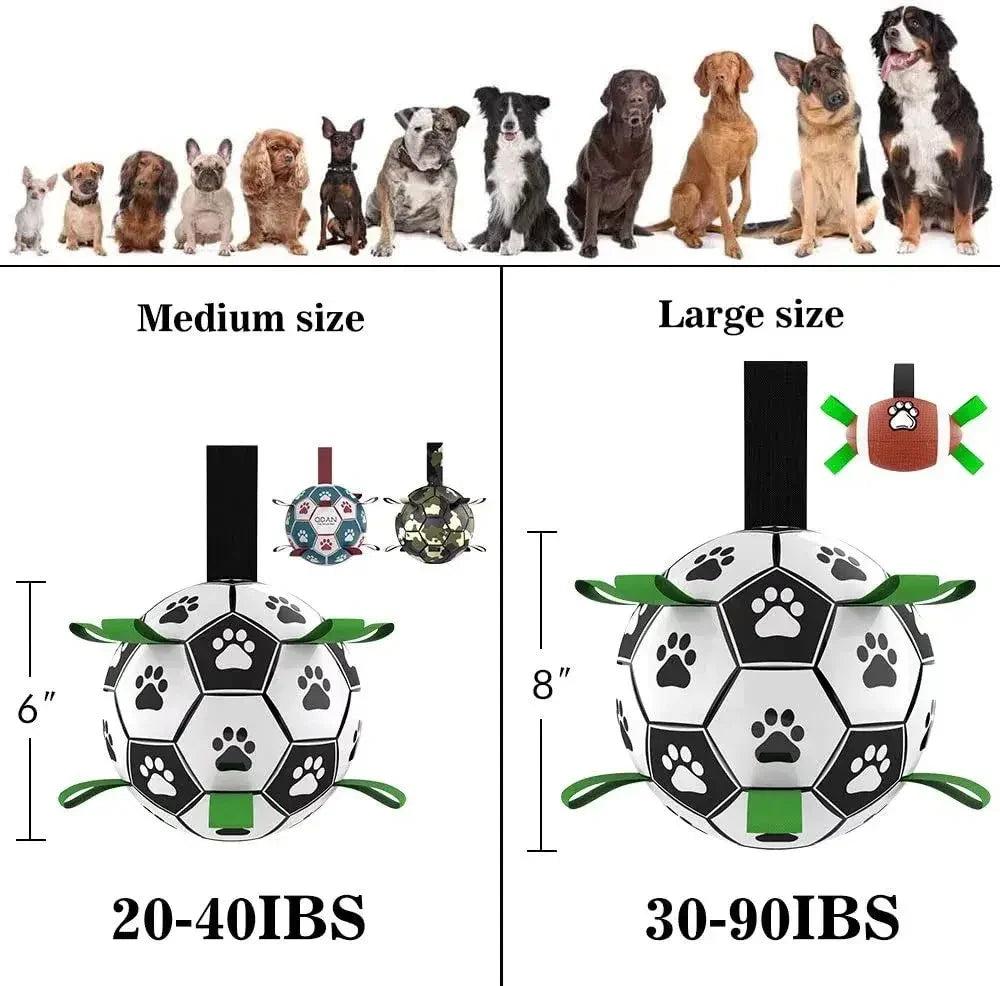 Dog Toys Soccer Ball with Grab Tabs Interactive Dog Toys for Tug of War