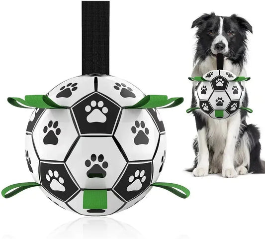 Dog Toys Soccer Ball with Grab Tabs Interactive Dog Toys for Tug of War