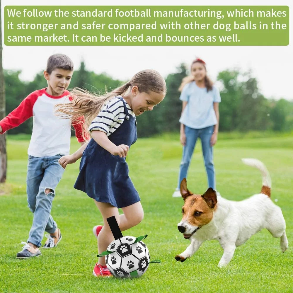 Dog Toys Soccer Ball with Grab Tabs Interactive Dog Toys for Tug of War