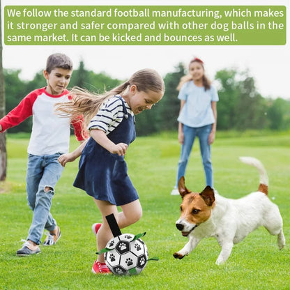 Dog Toys Soccer Ball with Grab Tabs Interactive Dog Toys for Tug of War