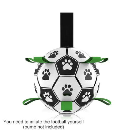 Dog Toys Soccer Ball with Grab Tabs Interactive Dog Toys for Tug of War
