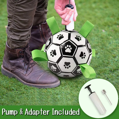 Dog Toys Soccer Ball with Grab Tabs Interactive Dog Toys for Tug of War