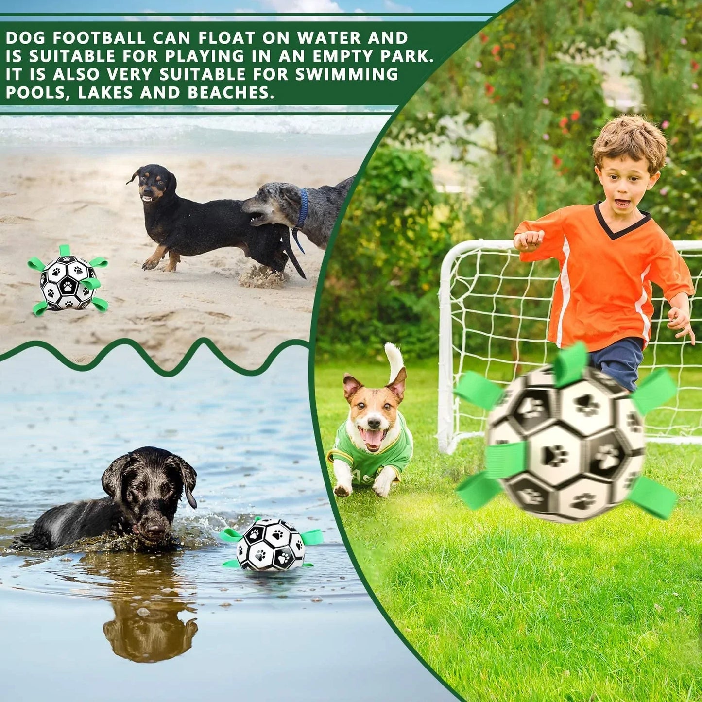 Dog Toys Soccer Ball with Grab Tabs Interactive Dog Toys for Tug of War